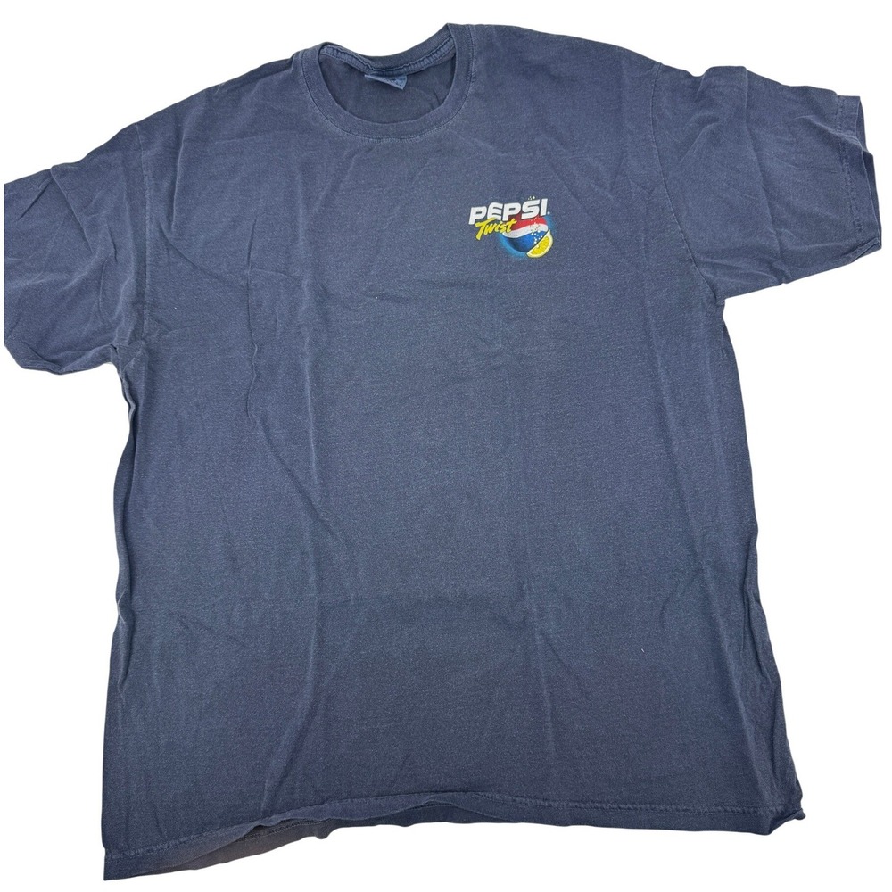 Vintage Anvil Pepsi Twist T-Shirt Mens XL Navy Blue Graphic Retro Soda Tee